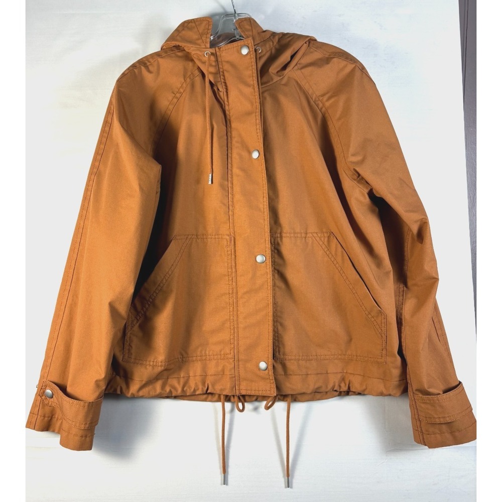GAP womens cropped anorak lined water repellent‎ brown hood Medium